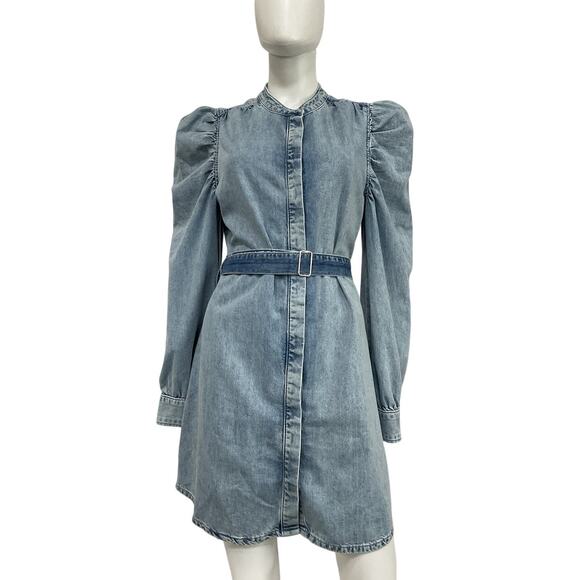 Frame Classic Blue Gillian Mini Dress Size L - Picture 2 of 5